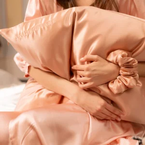 AMBERSPACE Funda para Almohada 100% Seda de Morera 22 Momme Oro Rosa