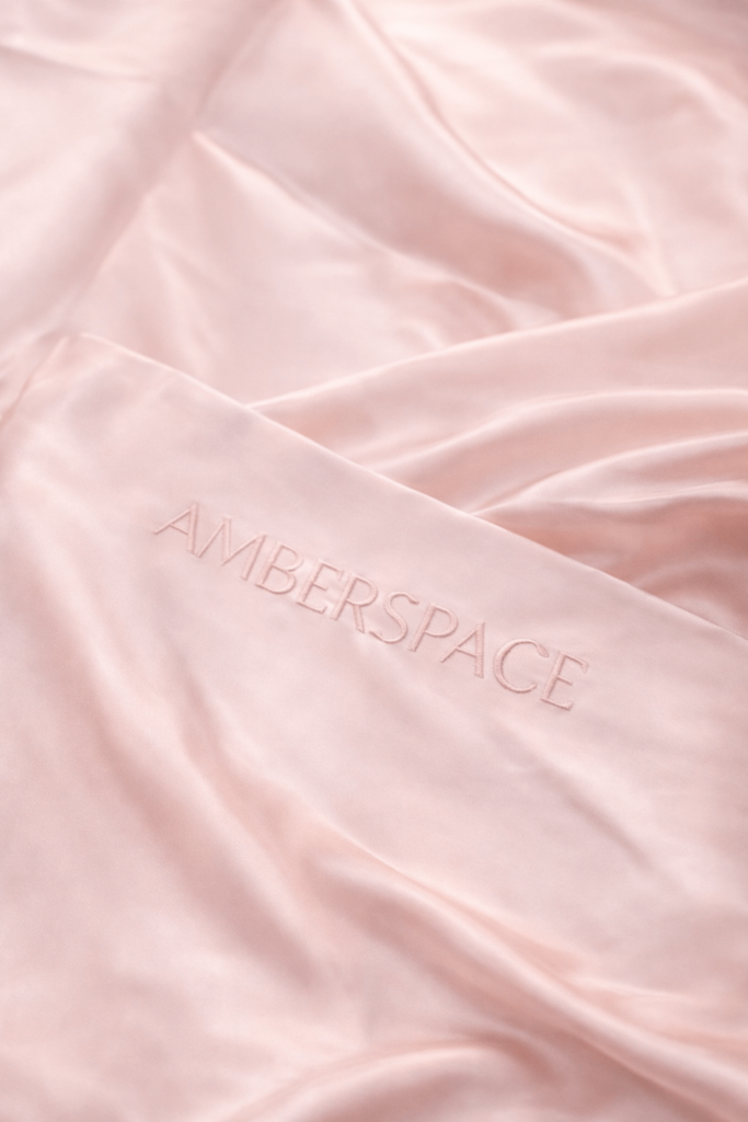 AMBERSPACE Funda para Almohada 100% Seda de Morera 22 Momme Rosa Sakura