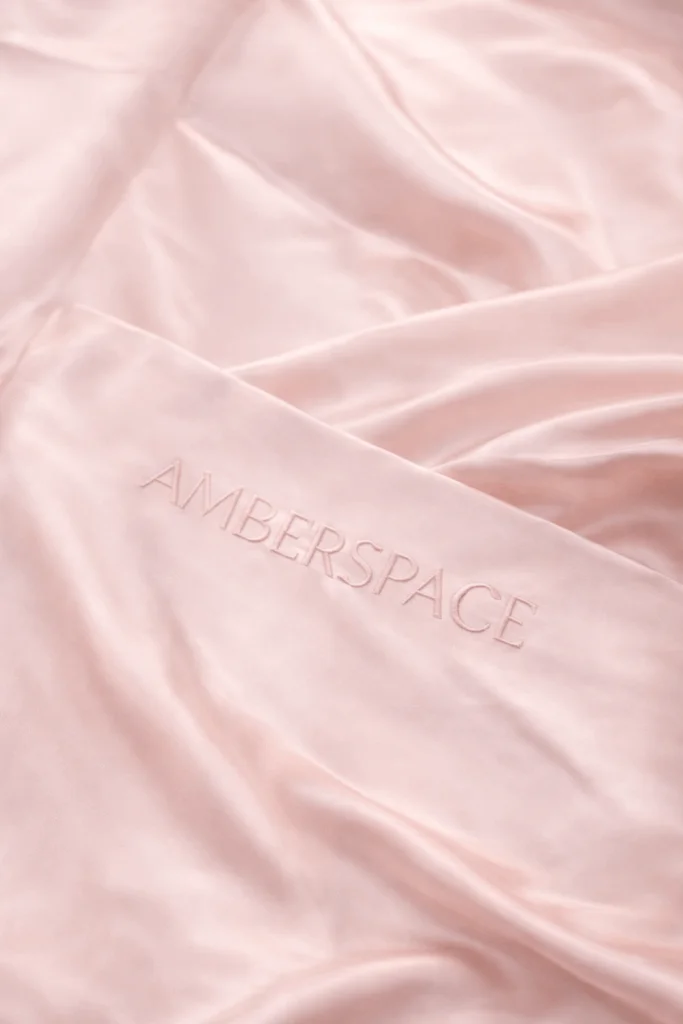 AMBERSPACE Funda para Almohada 100% Seda de Morera 22 Momme Rosa Sakura
